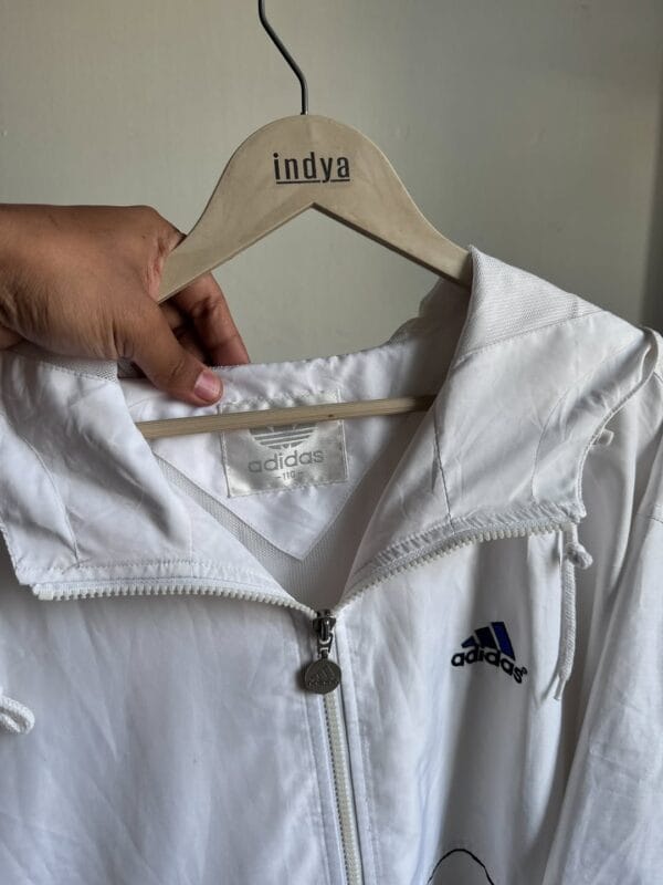 Adidas Vintage White Windbreaker Jacket - Image 2