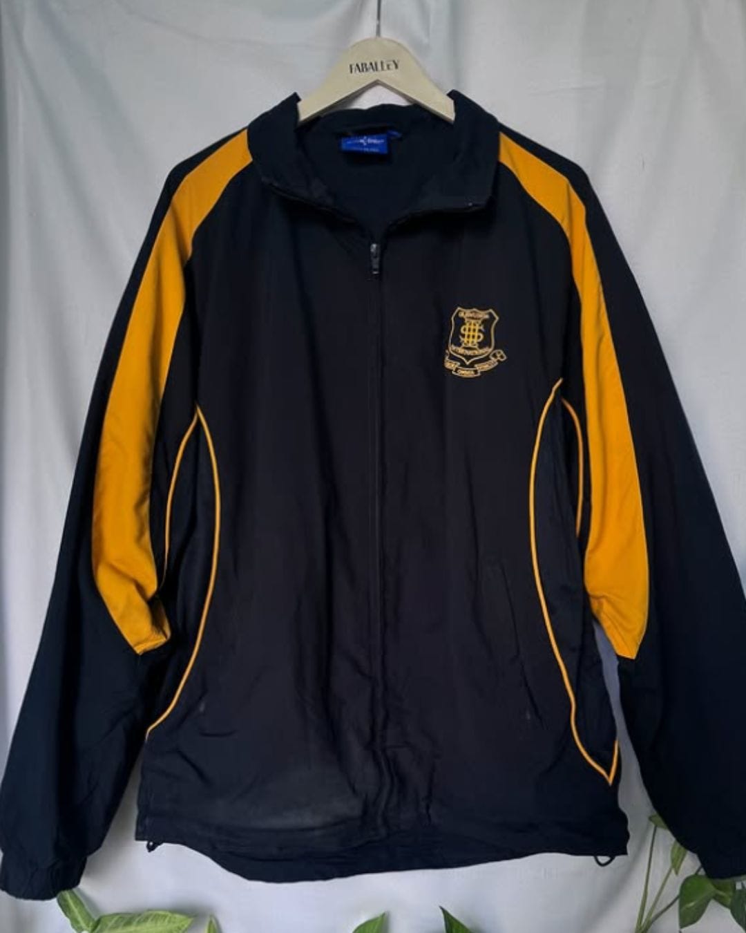 School Crest Track Jacket — Navy/Yellow Vintage Sportswear